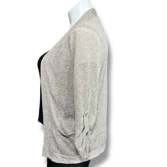 About A Girl Womens Knit Cardigan Sweater Open Front Pockets Lightweight Tan Lar - Picture 5 of 8